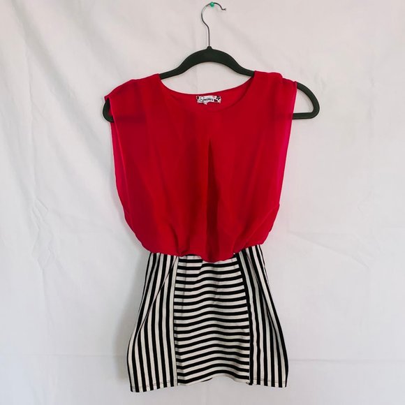 Speechless blouse dress pink top and striped skirt - Picture 1 of 5